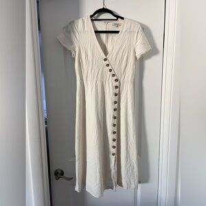 Madewell Cream Button-Front Midi Dress